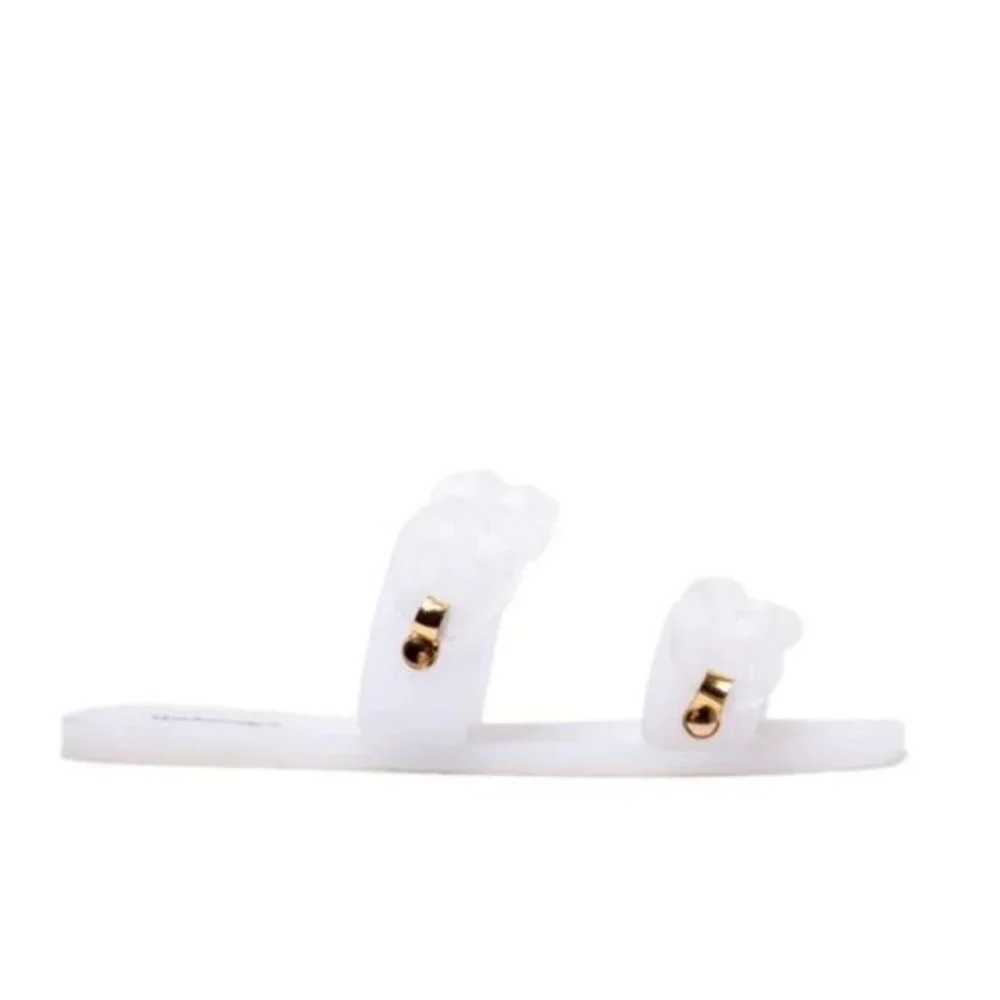 !! NEW !! Jelly Slide Sandals with Chain Detail in Matte White - Picture 7 of 11